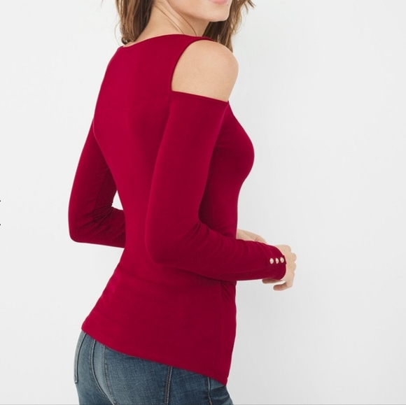 White House Black Market Cold-Shoulder Knit Top, Size Small - Picture 3 of 10